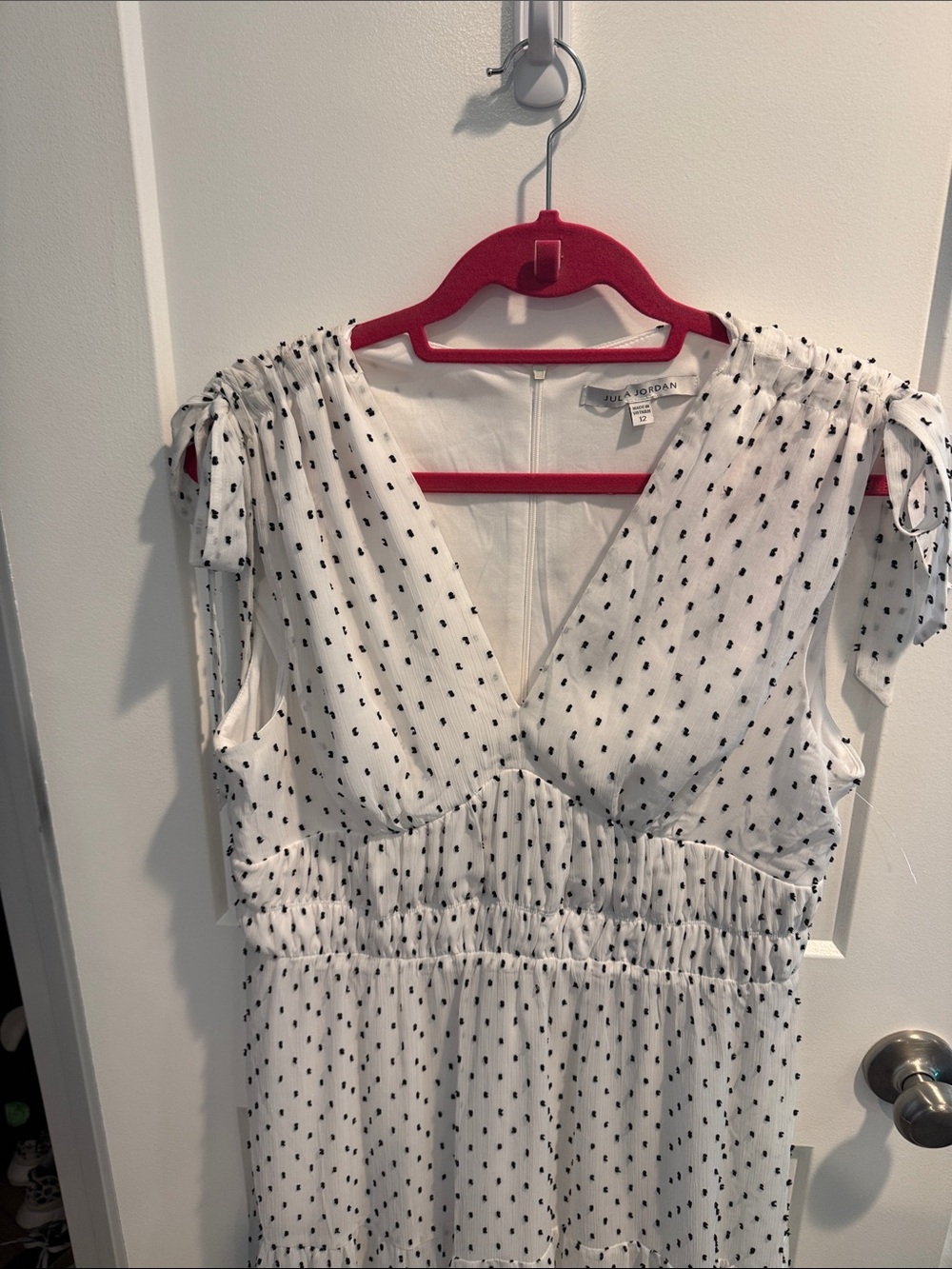 Julia Jordan  White Maxi Dress with Black Dot Print
